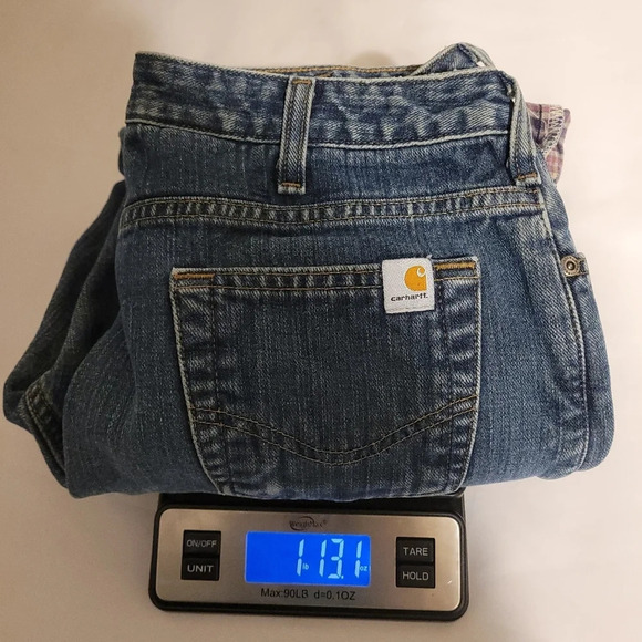 Carhartt Relaxed Fit Plaid Blanket Flannel Lined Jeans sz 6/30 - Picture 9 of 9